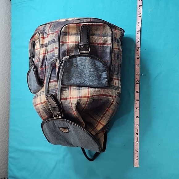 Club Montana Distressed Denim Large Drawstring Backpack - Picture 6 of 16